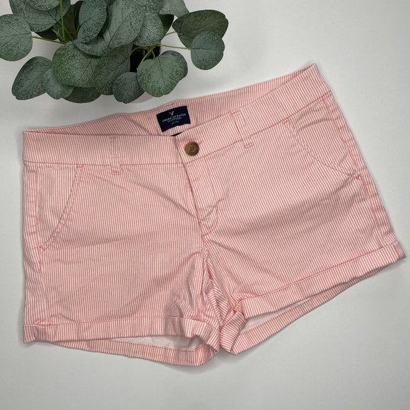 American Eagle Outfitters Pants - American Eagle | Red Pinstripe Stretch Midi Shorts